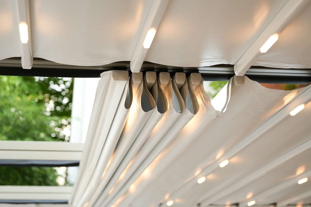 Retractable awning pulled back.